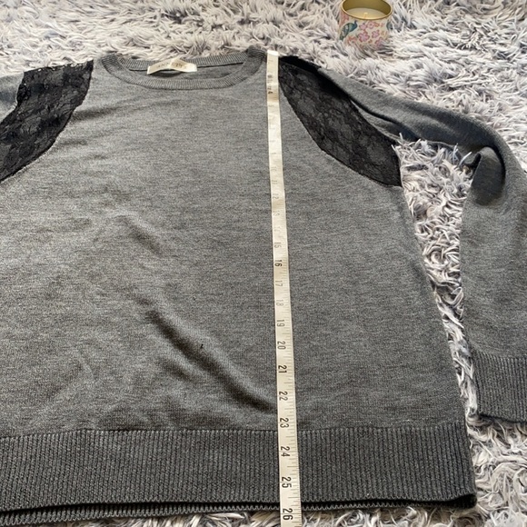 ANNETTE Gray and Black Lace Long Sleeve Sweater Size Large - Picture 8 of 12